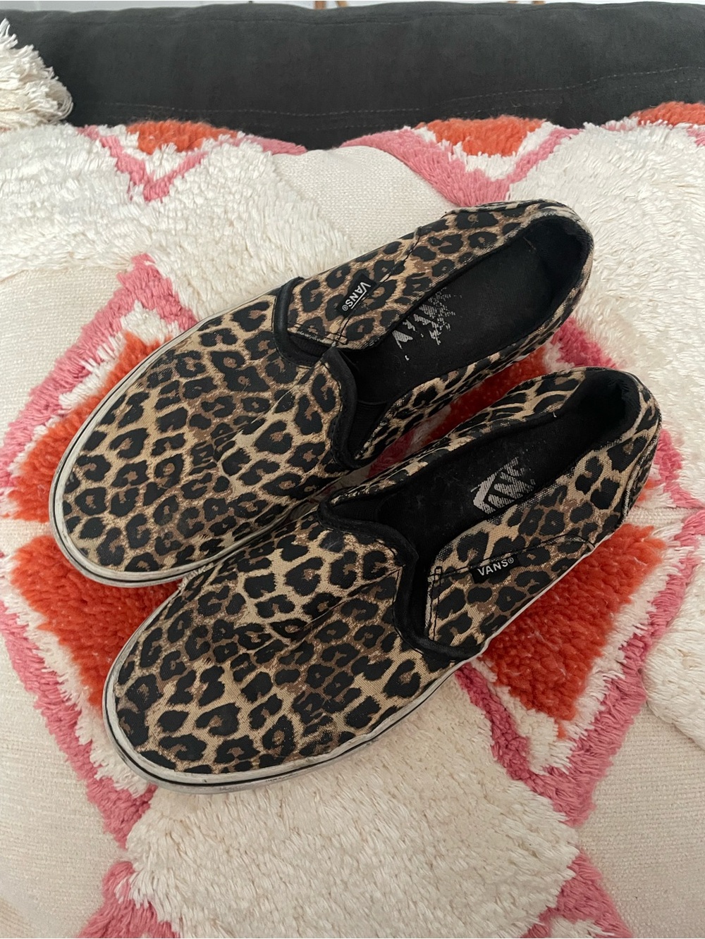 Vans Leopard Print Slip-On Sneakers - Tan/Black